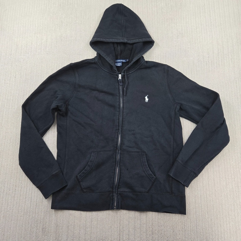 Polo Ralph Lauren Sport Hoodie Sweatshirt Mens XL Black Full Zip Fleece Pony